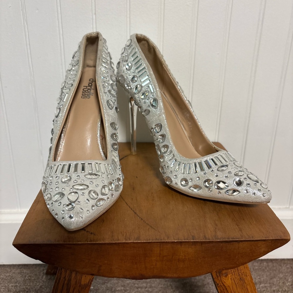 Charlotte Russe Silver Jeweled Heels